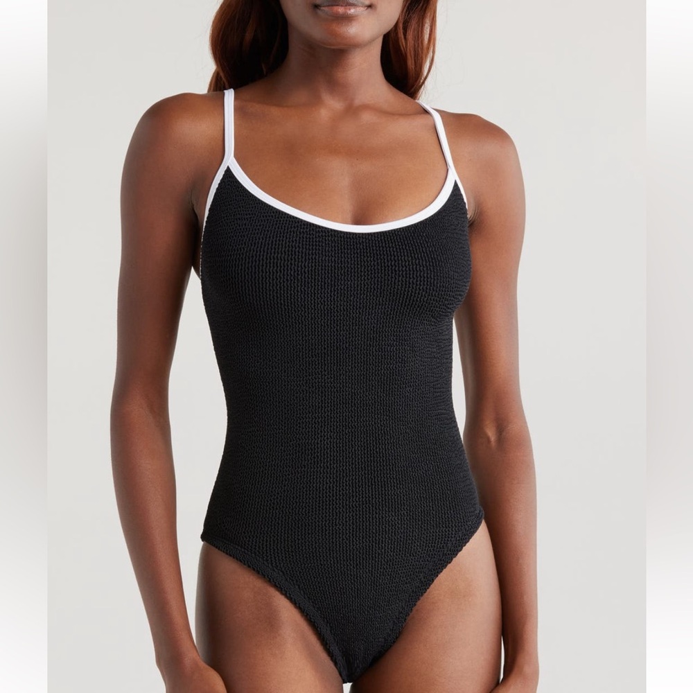 Hunza G NEW Pamela Contrast Binding One Piece One size ‼️No Offer item‼️